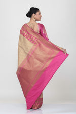 Load image into Gallery viewer, DARK BEIGE COLOUR BUTA SILK SAREE WITH CONTRASTING BORDER AND PALLU