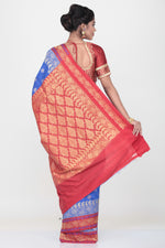 Load image into Gallery viewer, DARK BLUE COLOUR SILK SAREE WITH CONTRASTING BORDER AND PALLU