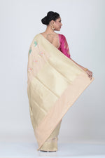 Load image into Gallery viewer, BEIGE COLOUR OPARA KATAN SILK SAREE WITH ALL OVER  MULTICOLORED FLORAL WEAVING