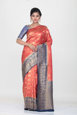 Load image into Gallery viewer, PEACH COLOUR SHADED LIGHT WEIGHT  SILK SAREE WITH ALL OVER SELF WEAVING