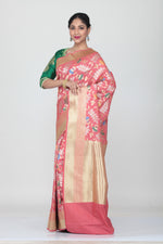 Load image into Gallery viewer, PINK COLOUR OPARA KATAN SILK SAREE WITH ALL OVER FLORAL MINAKARI WEAVING