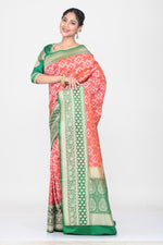 Load image into Gallery viewer, PEACH COLOUR OPARA KATAN SILK SAREE WITH CONTRASTING PALLU AND BORDER