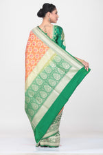 Load image into Gallery viewer, ORANGE COLOUR OPARA KATAN SILK SAREE WITH CONTRASTING PALLU AND BORDER